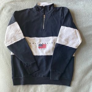Brandy Melville: Navy/White, 1984 Los Angeles Quarter Zip (One Size)